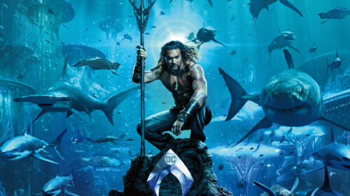Aquaman Crouching with Trident Underwater 4K Wallpaper