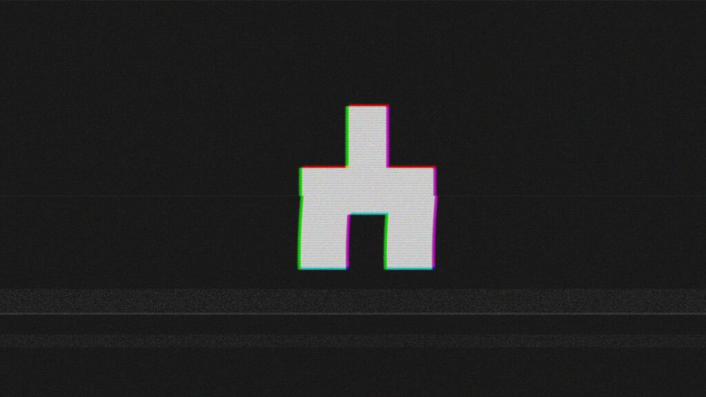 Minimalist Glitch Style Black Mirror Symbol Desktop Wallpaper