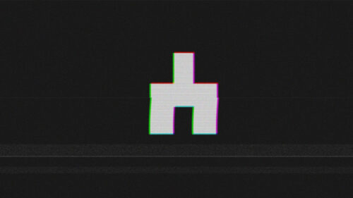 Minimalist Glitch Style Black Mirror Symbol Desktop Wallpaper