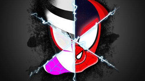 Dual-Sided Spider-Verse Character Graphic PC Wallpaper