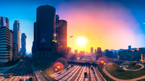 Arcadius Business Center Sunset Desktop Wallpaper