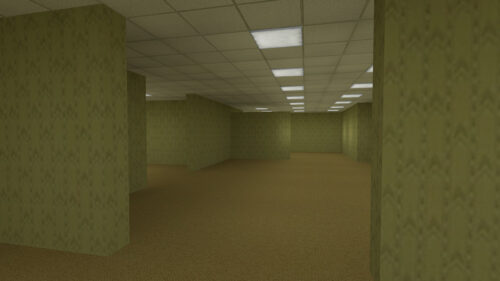 Eerie Liminal Space Backrooms Style Desktop Wallpaper