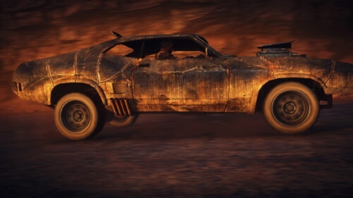 Rugged Post-Apocalyptic Muscle Car 4K Wallpaper