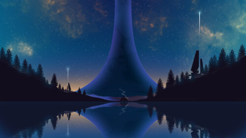 Halo Ring Landscape Minimalist Art 4K Wallpaper