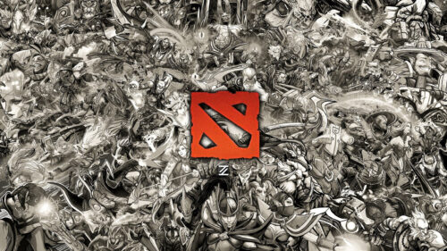 Monochromatic Dota 2 Characters Grid Collage Desktop Wallpaper