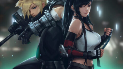 Cloud Strife and Tifa Lockhart Final Fantasy Digital Art Desktop Wallpaper