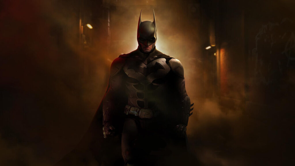 The Dark Knight in Shadowy Alley 4K Wallpaper
