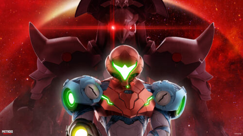 Samus Aran and Raven Beak Metroid Dread Desktop Wallpaper