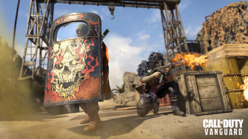 Call of Duty Vanguard Riot Shield and Soldier Desktop Wallpaper