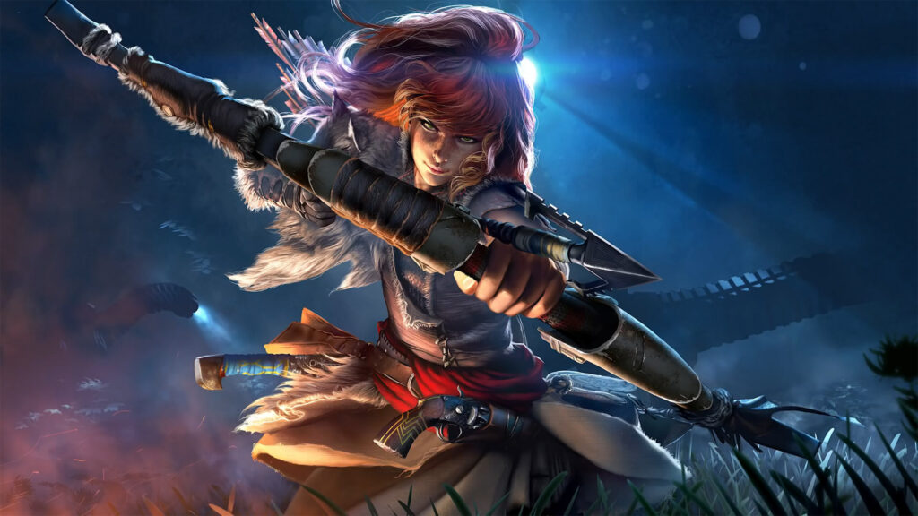 Fierce Archer in a Dark Night Fantasy Desktop Wallpaper