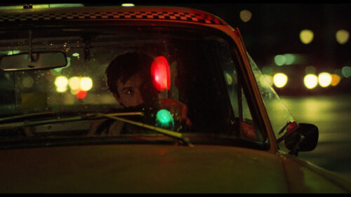 Travis Bickle Driving Taxi at Night Desktop Wallpaper