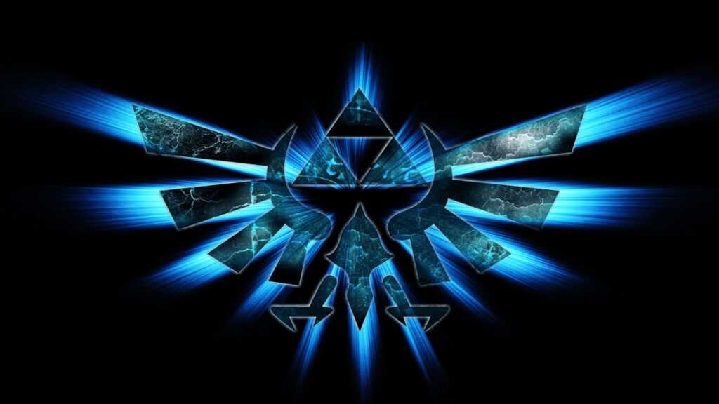 The Legend of Zelda Royal Crest Glowing Blue 4K Desktop Wallpaper