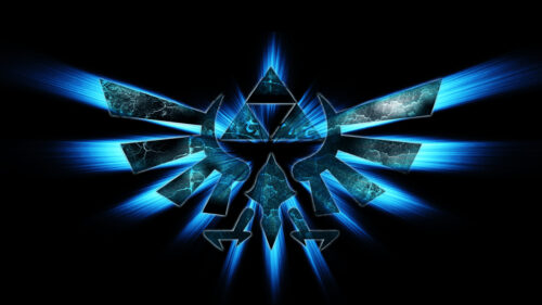 The Legend of Zelda Royal Crest Glowing Blue 4K Desktop Wallpaper