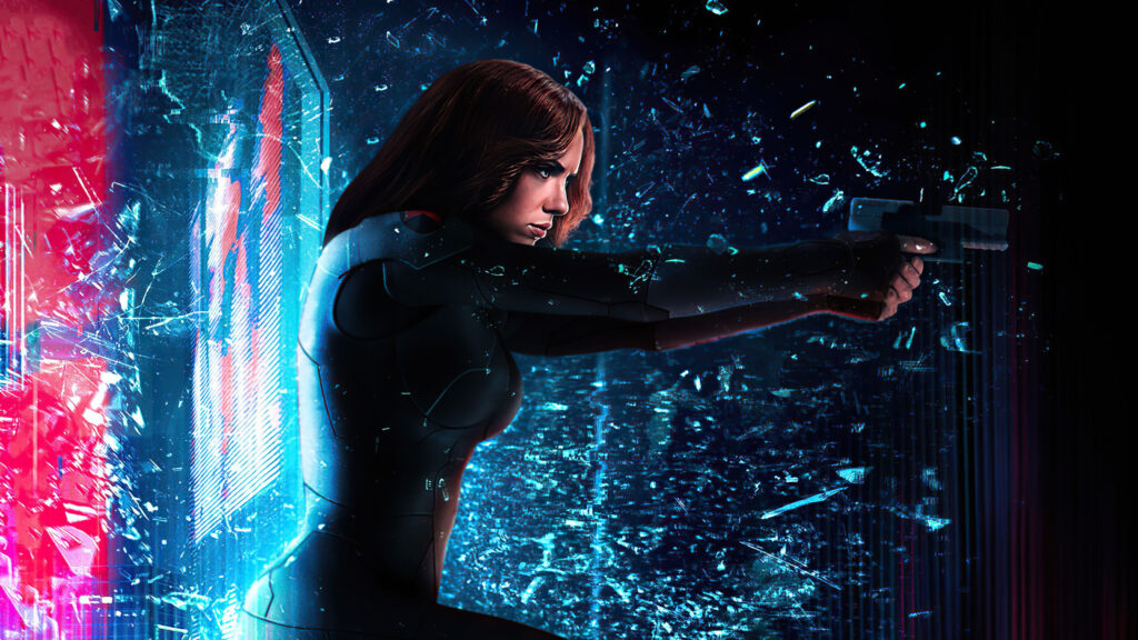 Futuristic Female Operative With Handgun Action Desktop Wallpaper