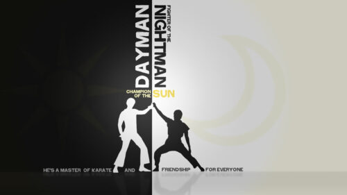 Dayman Nightman Silhouette Desktop Wallpaper