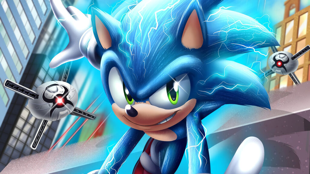 Sonic the Hedgehog Charged with Electricity Desktop Wallpaper