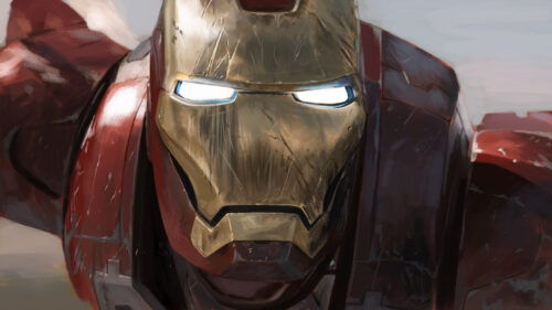 Close-up Iron Man Battle Damaged Mask Desktop Wallpaper