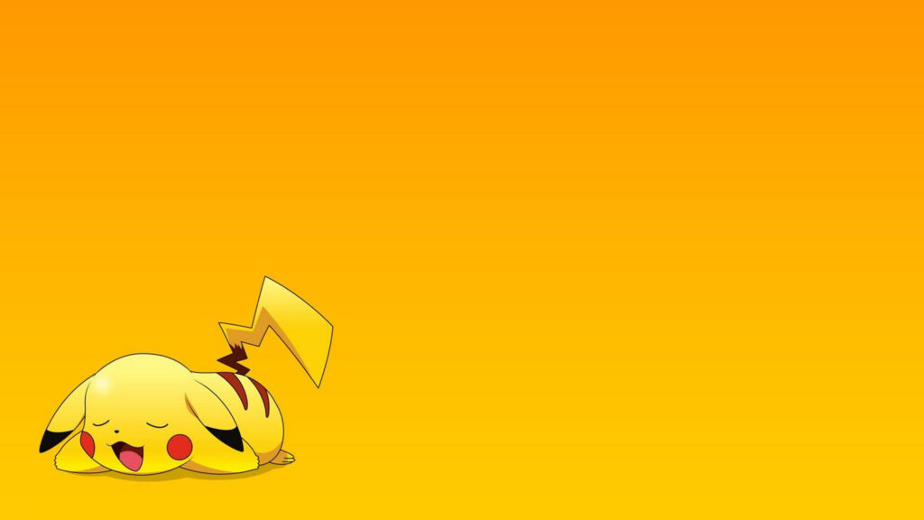 Sleeping Pikachu Minimalist Yellow Desktop Wallpaper