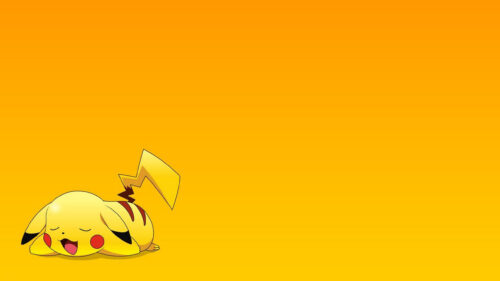 Sleeping Pikachu Minimalist Yellow Desktop Wallpaper