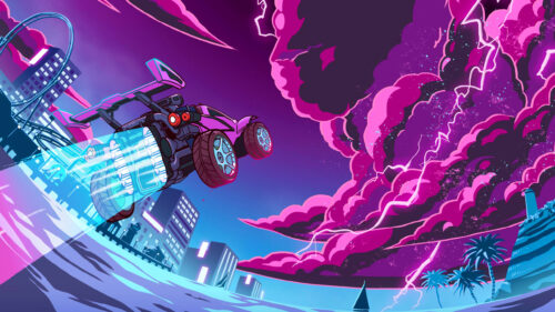 Synthwave Racing Car Fantasy Art 4K Desktop Wallpaper