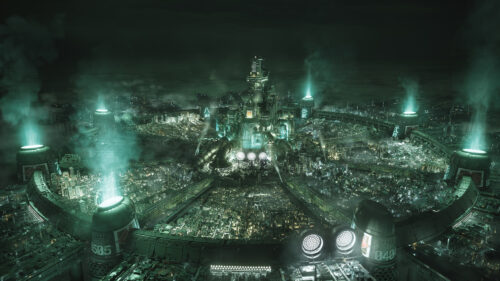 Futuristic Industrial Circular Metropolis Desktop Wallpaper