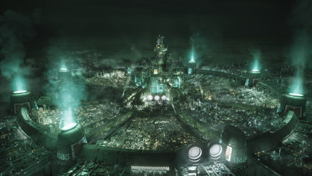 Futuristic Industrial Circular Metropolis Desktop Wallpaper