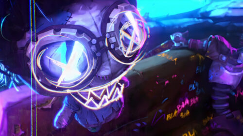 Arcane Jinx Graffiti Art Style 4K Desktop Wallpaper