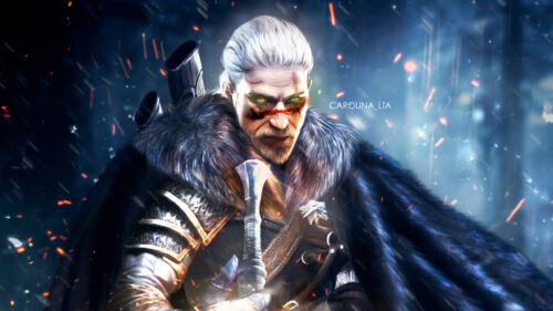 Fantasy Warrior with Fur Cloak 4K Wallpaper