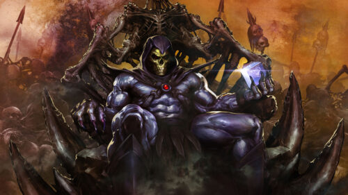 Skeletor Sitting on Bone Throne 4K Desktop Wallpaper