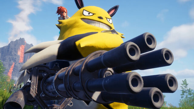 Grizzbolt with Gatling Gun Palworld Gaming Desktop Wallpaper