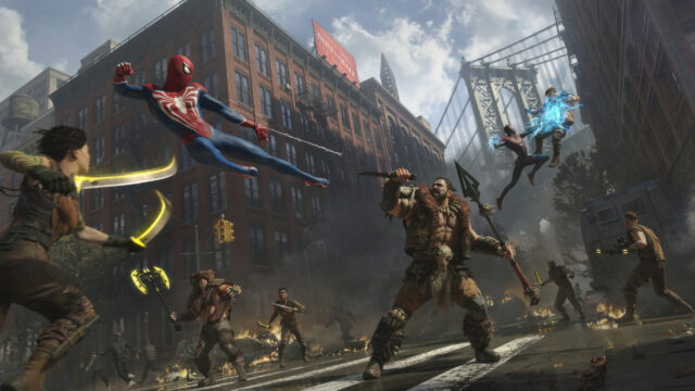 Spider-Man and Miles Morales Battle Kraven 4K Desktop Wallpaper
