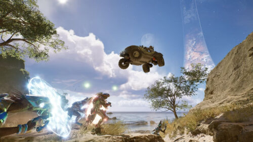 Halo Infinite Master Chief Driving Warthog Desktop Wallpaper