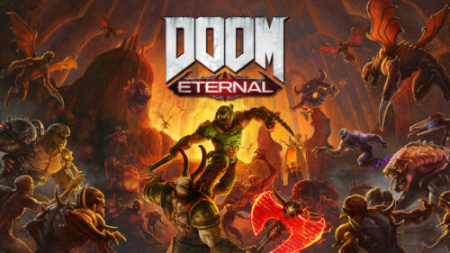 Doom Eternal Fierce Battle Scene 4K Desktop Wallpaper