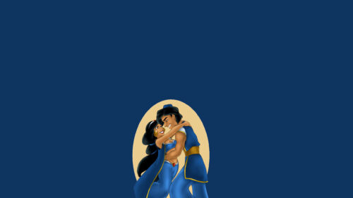 Aladdin and Jasmine Romantic Illustration Desktop Wallpaper