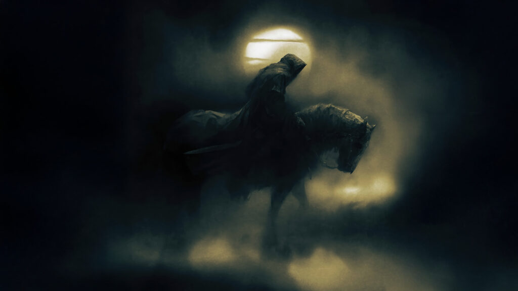 Mysterious Dark Knight Horse Rider 4K Wallpaper