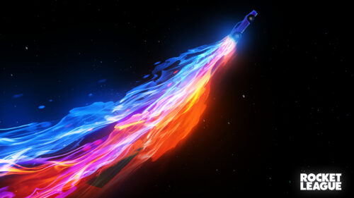 Rocket League Car in Space Neon Flame Effect Desktop Wallpaper