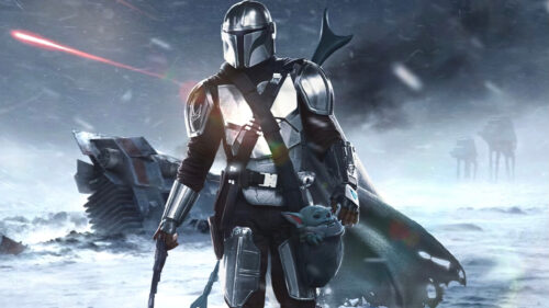 The Mandalorian and Grogu on Hoth 4K Desktop Wallpaper