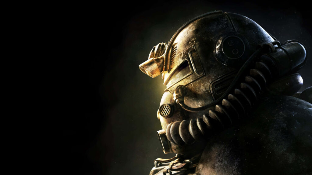 T-51 Power Armor Helmet Macro View Gaming Desktop Wallpaper