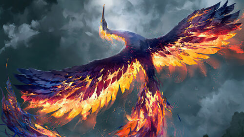 Majestic Fire Bird Abstract Art 4K Desktop Wallpaper