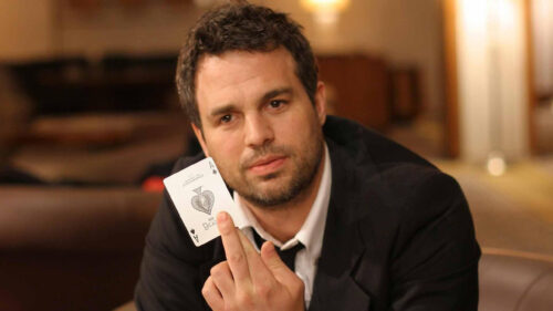 Mark Ruffalo Holding an Ace of Spades Card Desktop Wallpaper