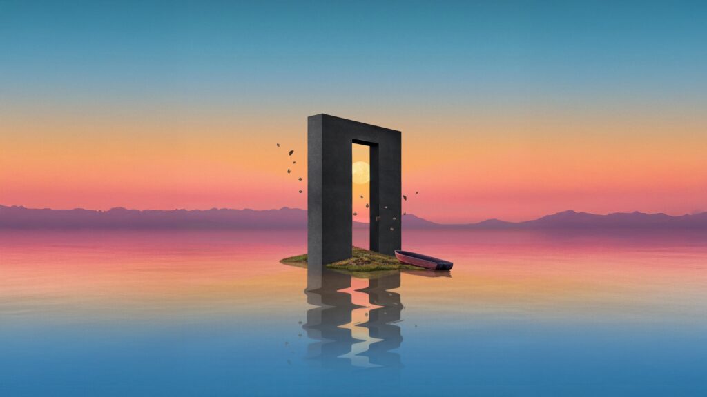 Surreal Minimalist Portal Landscape Desktop Wallpaper