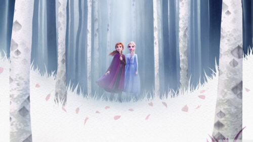 Anna and Elsa Frozen 2 Enchanted Forest Desktop Wallpaper