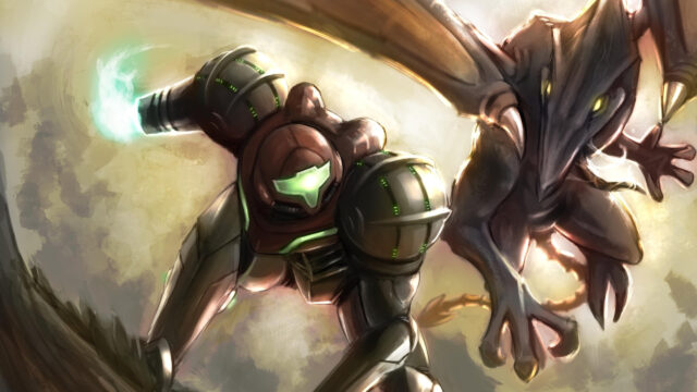 Samus Aran and Ridley Metroid Combat 4K Wallpaper