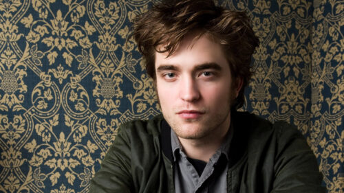 Portrait of Robert Pattinson Against Patterned Wallpaper, PC Wallpaper
