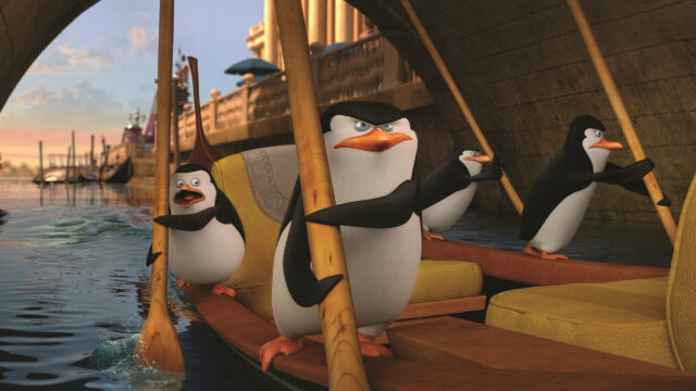 The Penguins of Madagascar Gondola Ride 4K Desktop Wallpaper