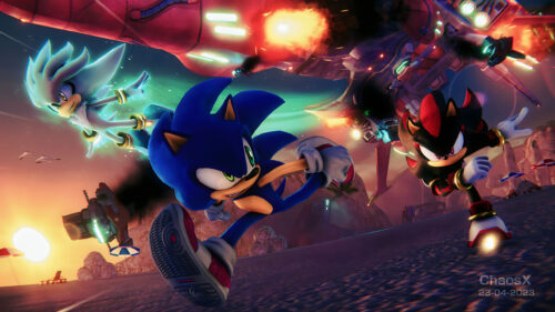 Sonic, Shadow, and Silver Action Scene 4K Desktop Wallpaper