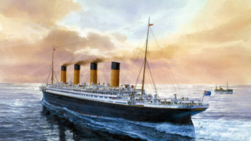 The RMS Titanic Sailing the Ocean Desktop Wallpaper