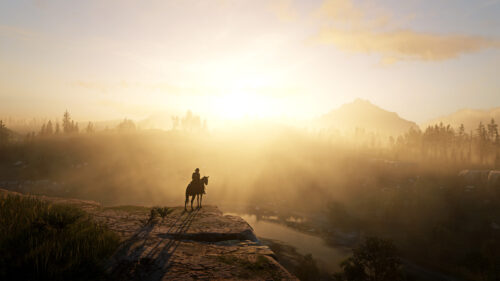 Lone Rider at Dawn 4K Desktop Wallpaper