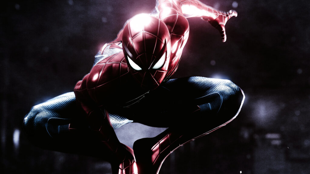 Spider-Man Crouching in the Shadows 4K Wallpaper