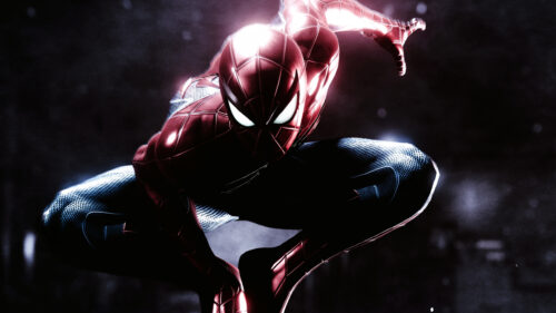 Spider-Man Crouching in the Shadows 4K Wallpaper